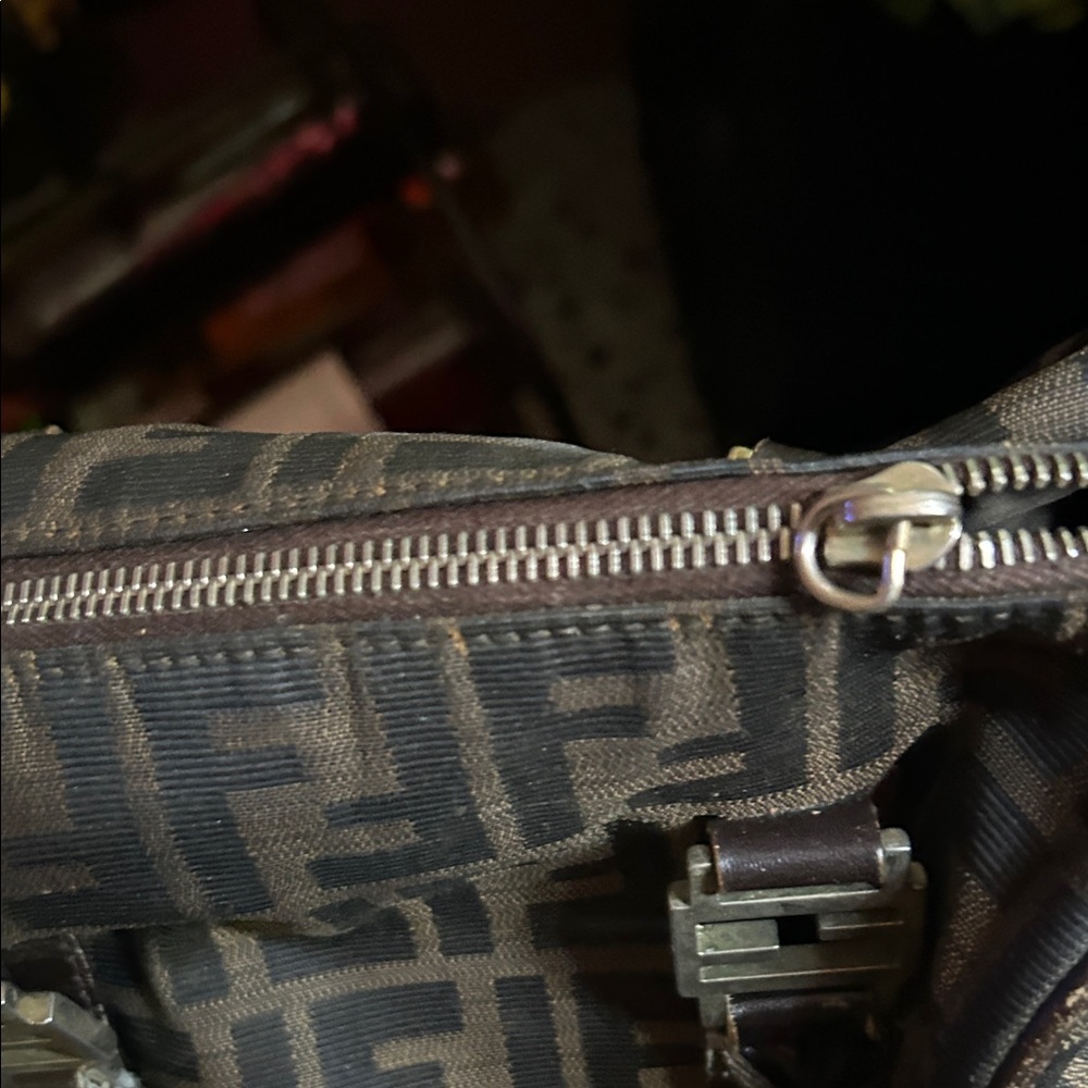 Fendi Zucca Monogram Canvas Handbag in Dark Brown and Black - Picture 4 of 9